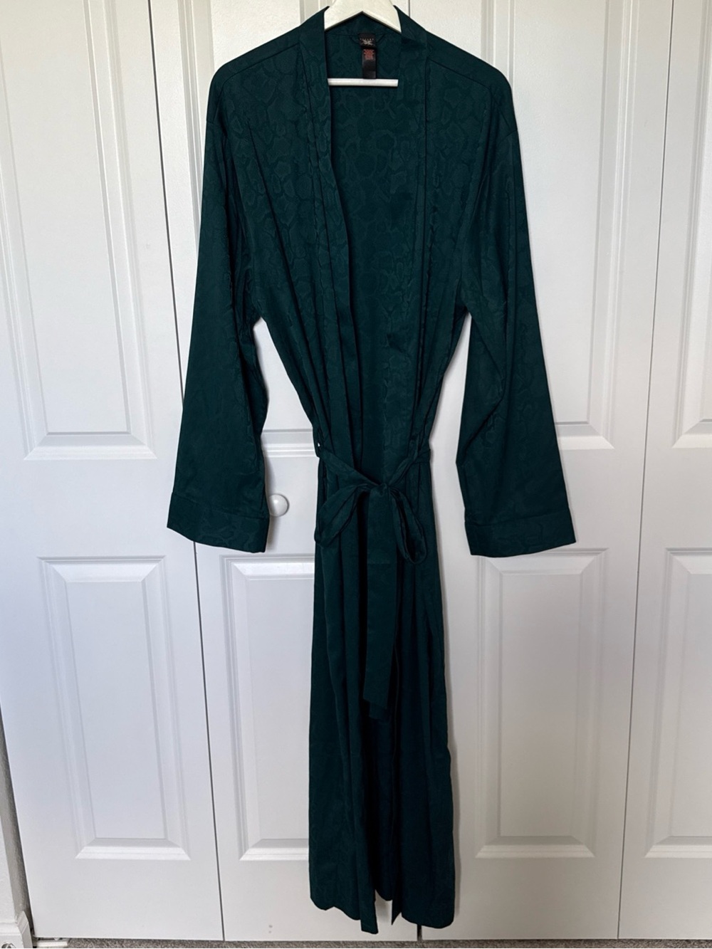 Savage X Fenty Teal Green Snakeskin Jacquard Long Belted Robe Womens L